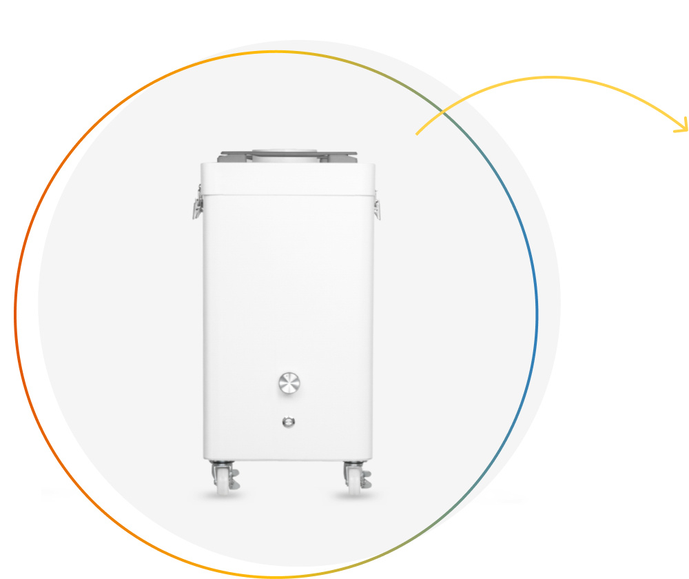 Prednji pogled na Beam Air sa označenim smerom protoka vazduha.