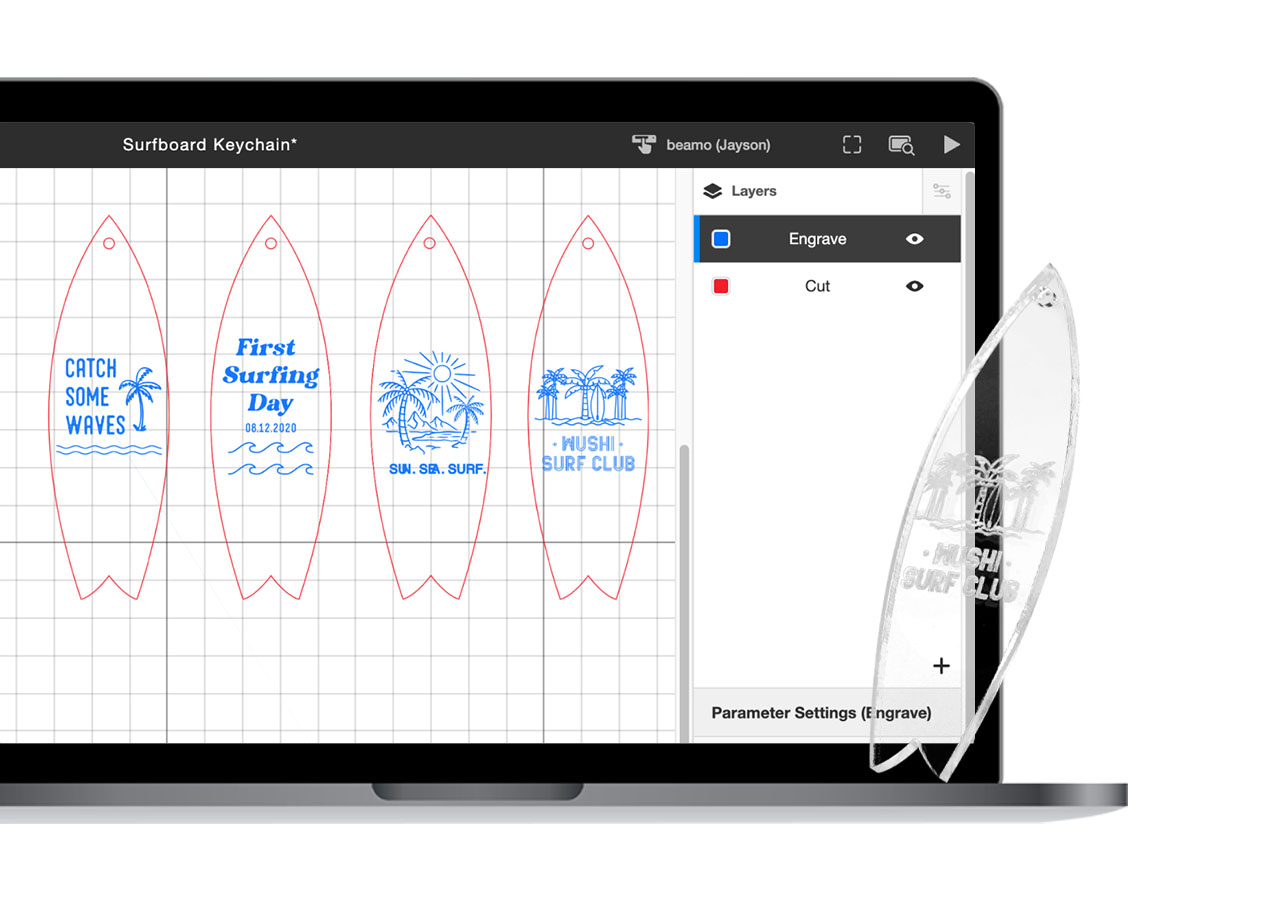 Višeslojni tok rada u Beam Studio